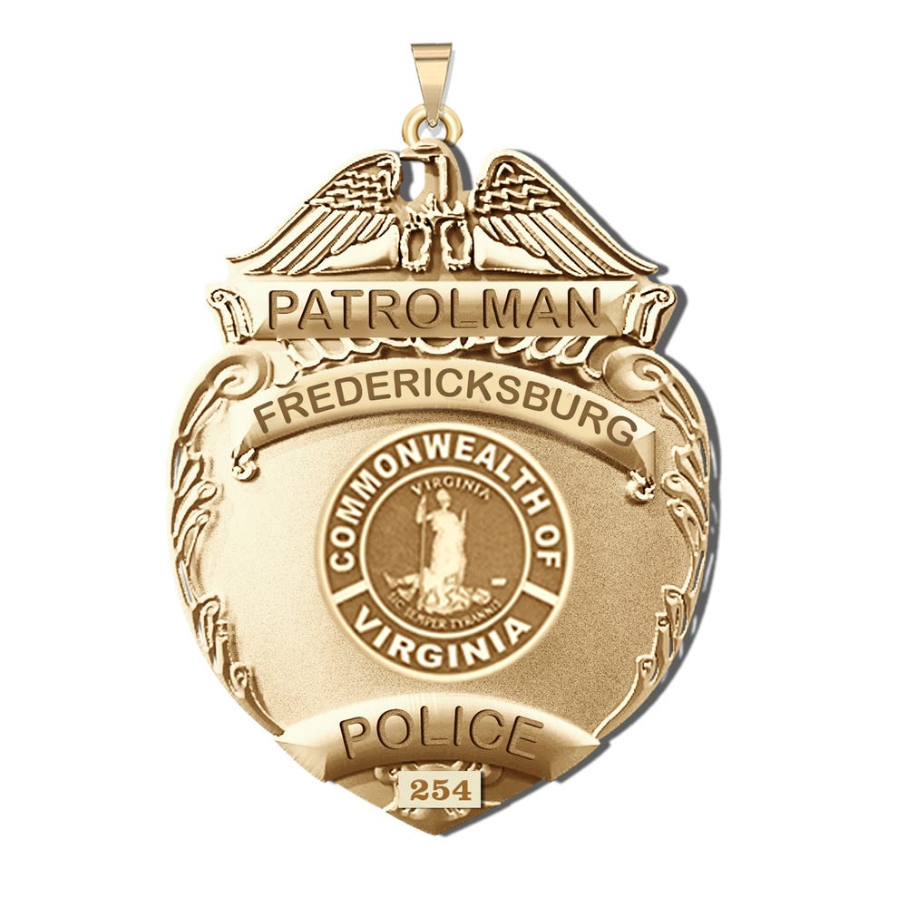 Personalized Fredericksburg Virginia Police Badge with Your Rank and Number