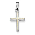 Sterling Silver White Created Opal Cross Pendant
