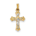 14K Two-Tone Polished Inri Flared-Tips Crucifix Pendant