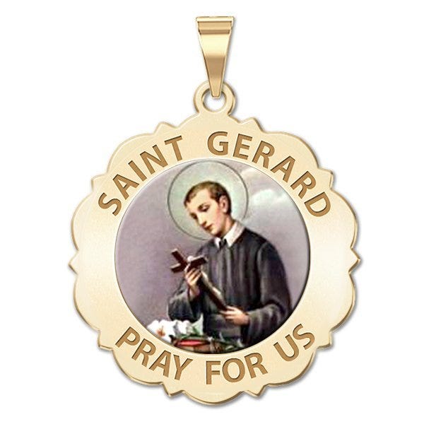 Saint Gerard Scalloped Round Religious Medal "Color