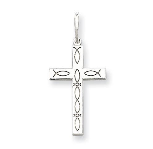 Laser Designed Oval-Link Cross Charm