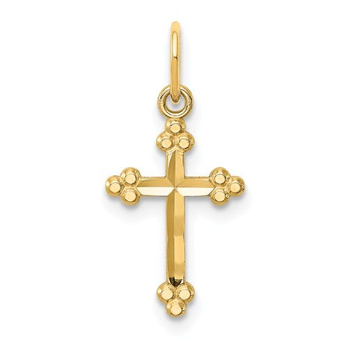 Small Diamond-Cut Budded Cross Pendant