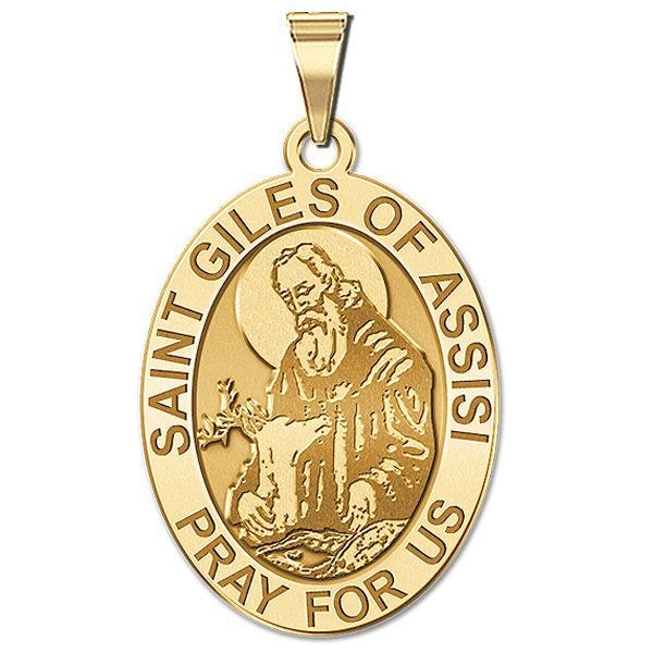 Saint Giles of Assisi Religious Medal - Oval