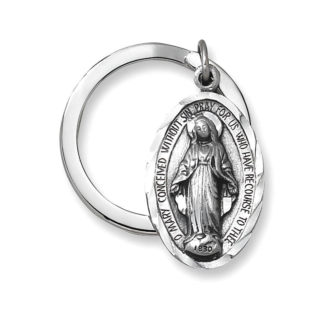 Miraculous Medal Pewter Religious Keychain