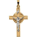 14K Two Tone Gold Crucifix Pendant