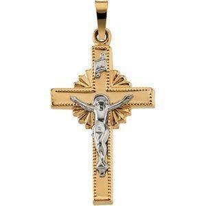 14K Two Tone Gold Crucifix Pendant