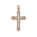 14K Rose Gold Diamond-Cut Cross Pendant