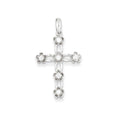 14K White Gold Diamond Floral Openwork Cross Pendant