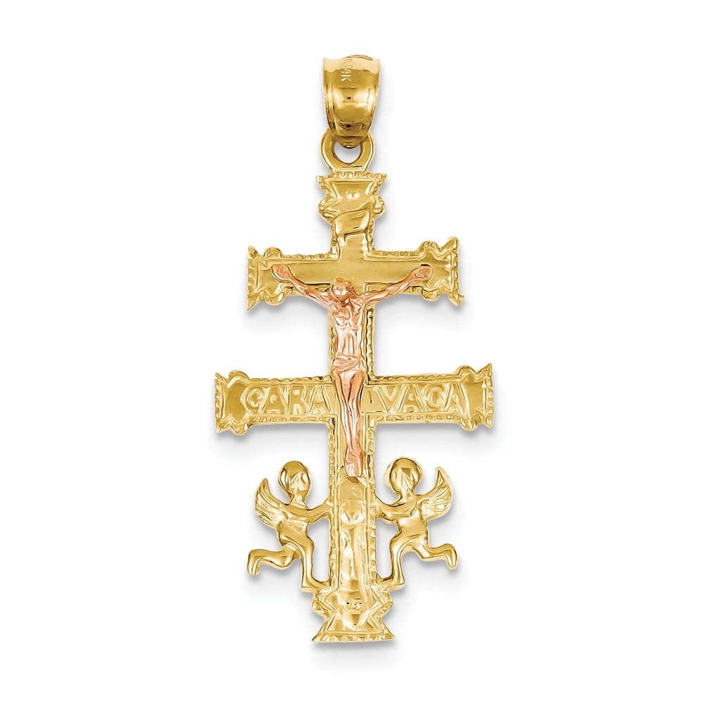 14K Two-Tone Cara Vaca Crucifix Pendant