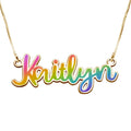 Script Rainbow Enameled Name Necklace