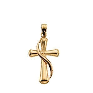 14K Gold Cross Pendant With Shroud