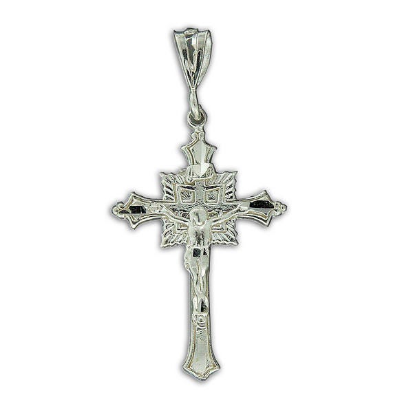 Sterling Silver Stepped-Arm Crucifix Pendant