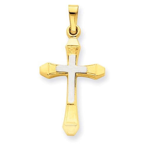 14K Two-Tone Hollow Cross Pendant