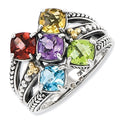 Sterling Silver & 14K Five-Stone Antiqued Mother's Ring