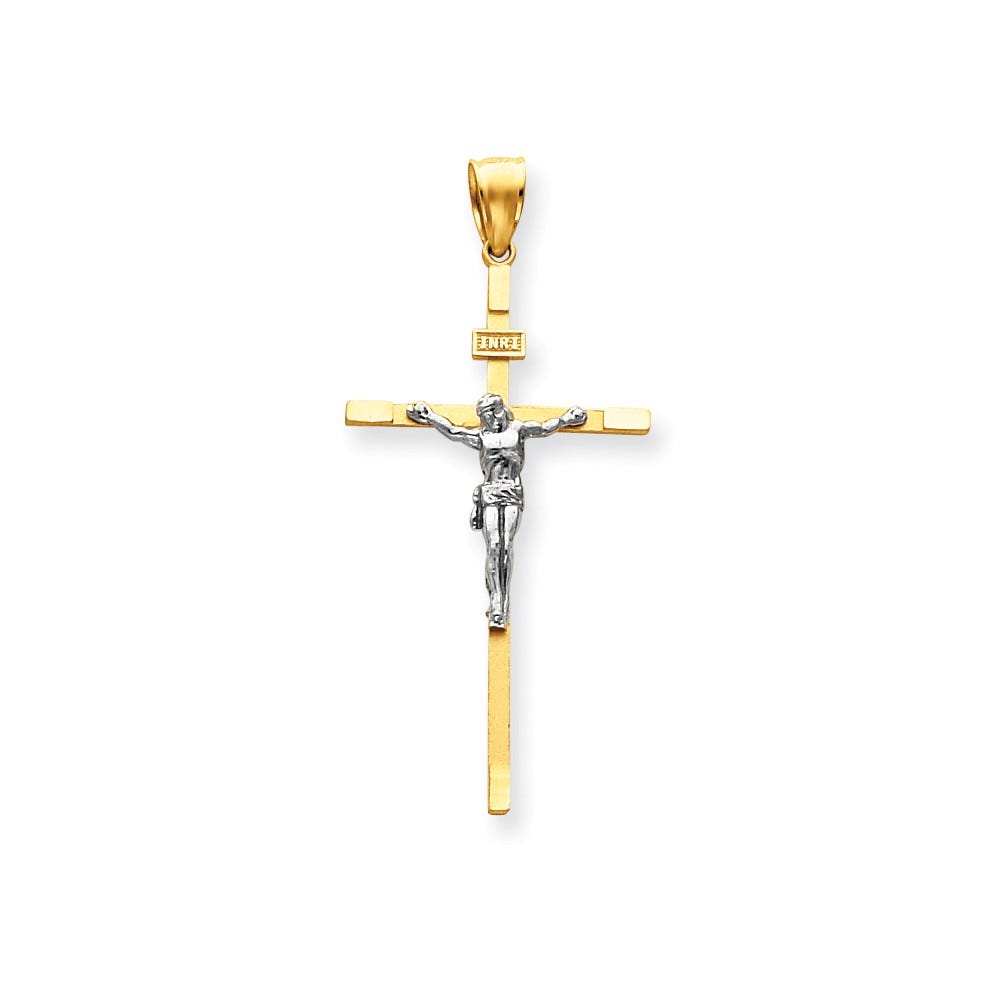 14K Two-Tone Crucifix Pendant