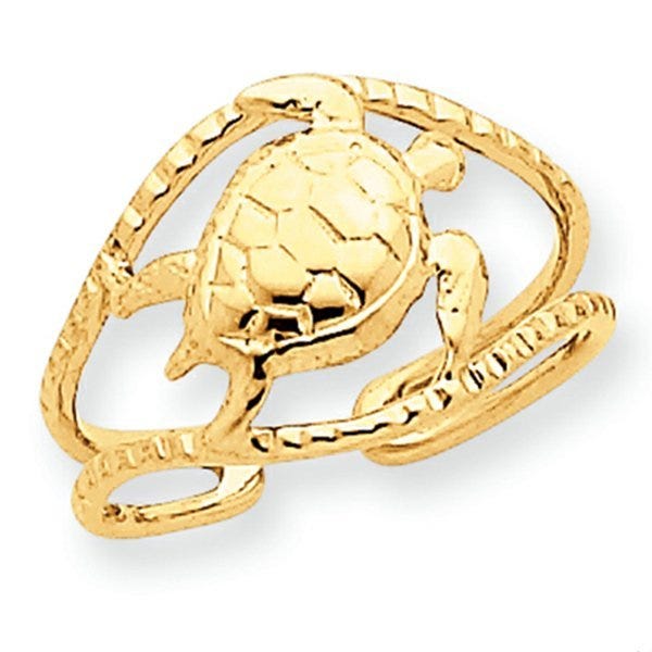 14K Yellow Gold Turtle Toe Ring