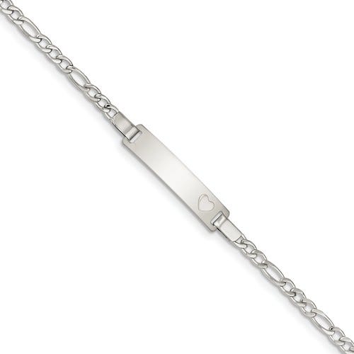 Custom Engraved Sterling Silver Children's Heart Cutout ID Bracelet