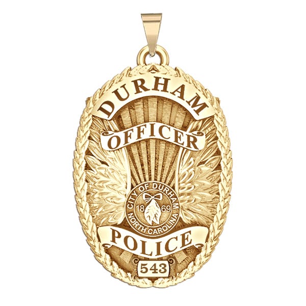 Personalized Durham North Carolina Police Badge with Rank and Number