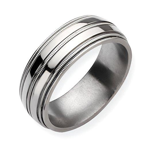 Titanium Grooved and Beaded Approx. 0.31 Inch Polished Wedding Band