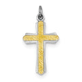 Sterling Silver Rhodium And 18K Gold-Plated Cross Charm