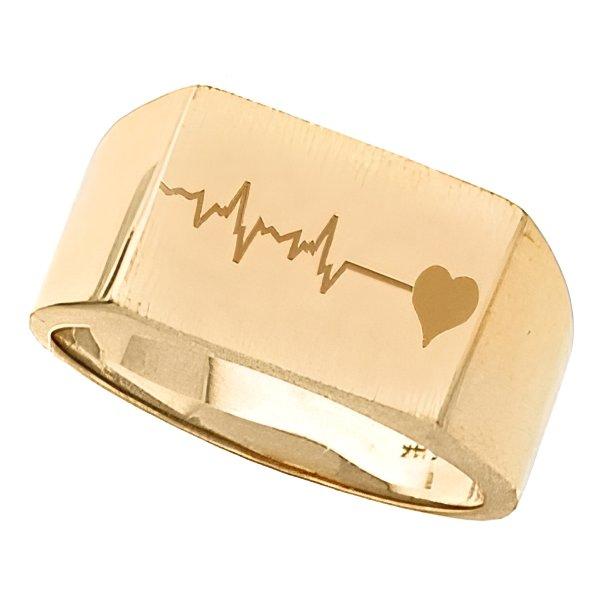 Mens Custom Square Fingerprint Signet Ring