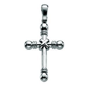 14K White Gold Knobbed-Terminals Cross Pendant