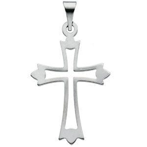 14K White Gold Cross Pendant