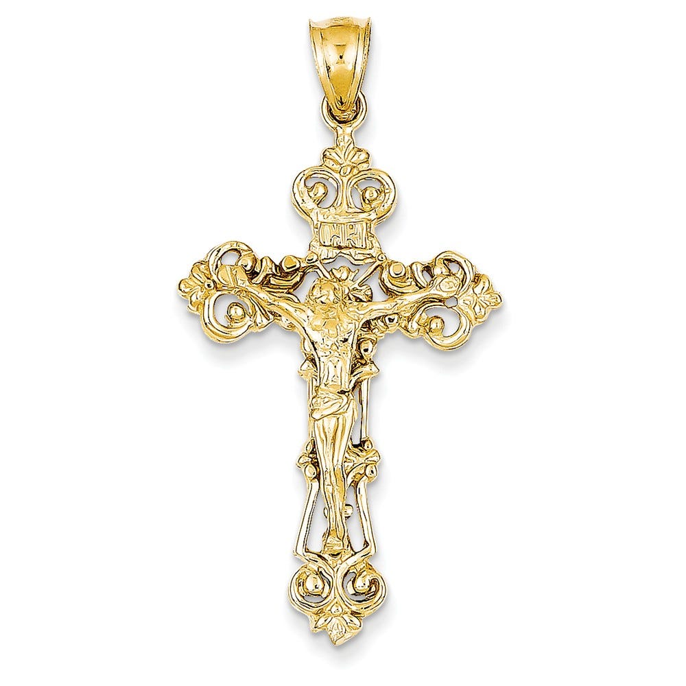 Inri Fleur De Lis Crucifix Pendant