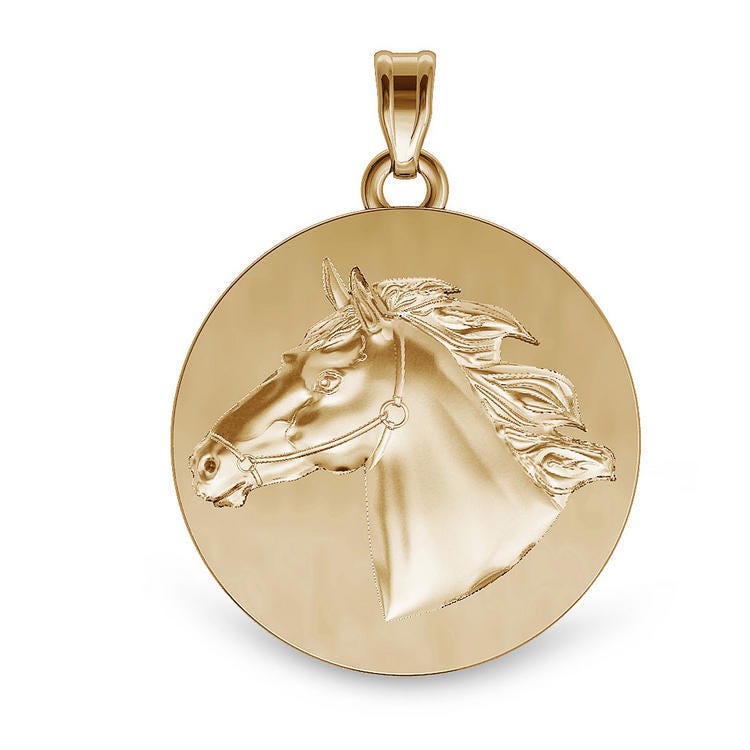 Racehorse Relief Round Horse Jewelry Pendant or Charm