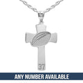 Football Stitch Engraved Cross Pendant with Number