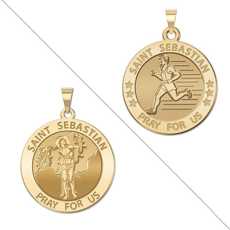 Male Track And Runner - Saint Sebastian Doubledside Sports Religious Medal