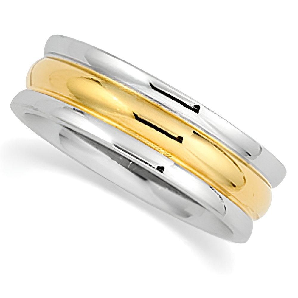 14K Two-Tone Approx. 0.24 Inch Ridged Wedding Band