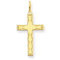 14K Laser Designed Scroll Pattern Cross Charm