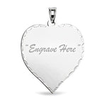 Engraved Heart Pendant/Charm with Diamond Cut Edge