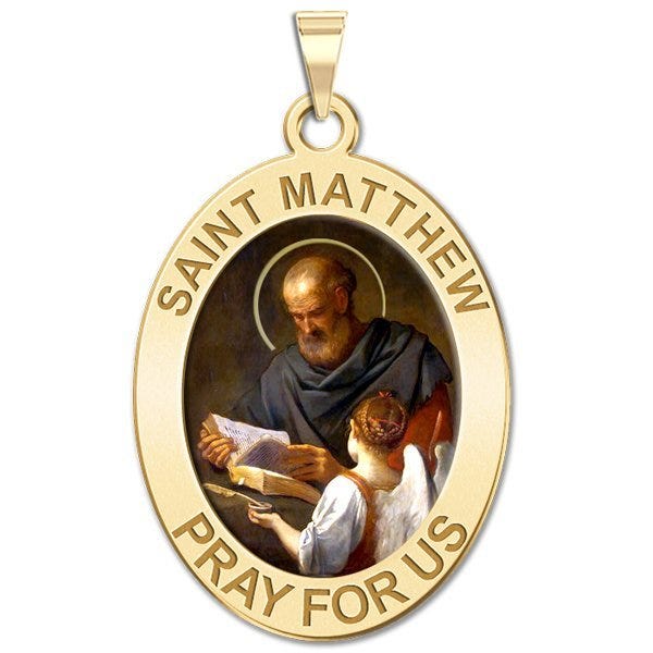 Saint Matthew Oval Religious Medal "Color