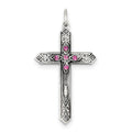 Sterling Silver October Birthstone Cross Pendant