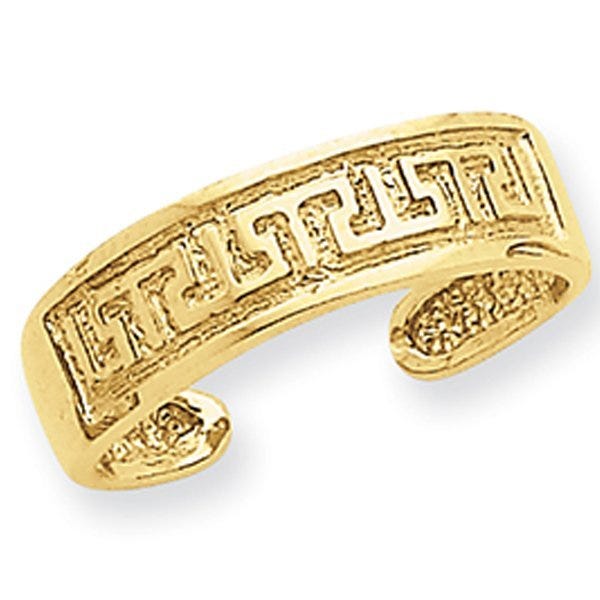 14K Yellow Gold Greek Key Toe Ring