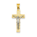 14K Two-Tone Diamond-Cut Crucifix Pendant
