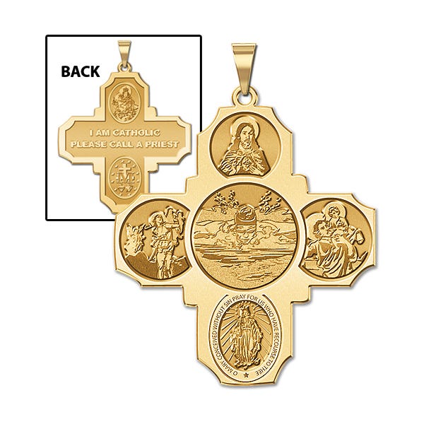 Four Way Cross - Swimming Male Religious Medal