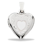 14K White Gold Small Heart Photo Locket