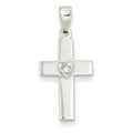 14K White Gold Diamond Heart Cross Pendant