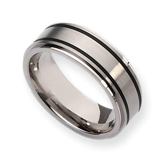 Titanium Black Accent Approx. 0.31 Inch Brushed and Polished Wedding Band
