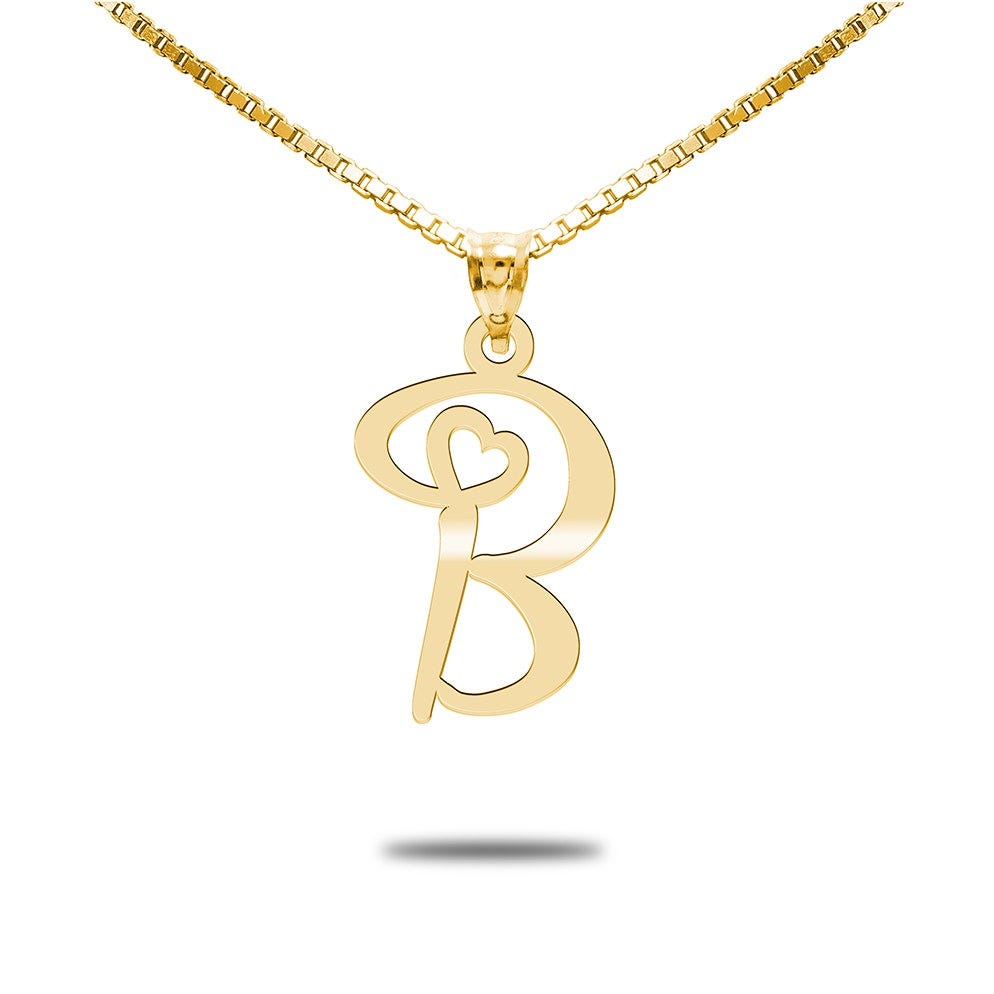 Initial Necklace with Tiny Heart