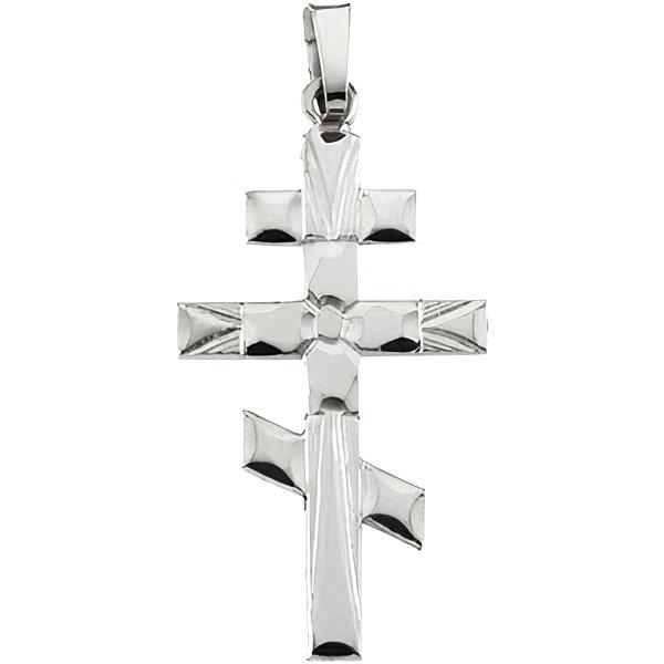 14K White Gold Orthodox Cross Pendant