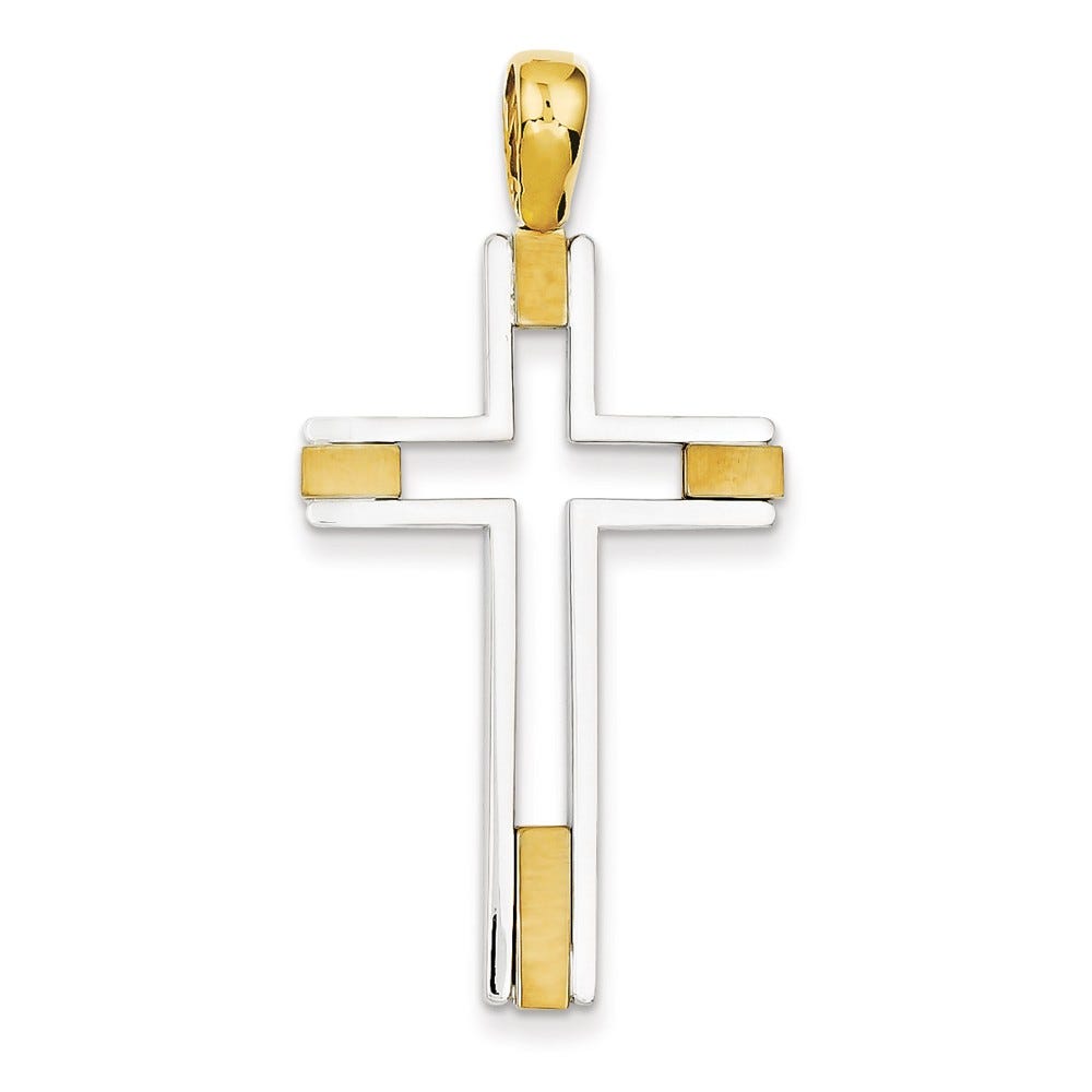 Two-Tone Fancy Inset-Stripe Cross Pendant