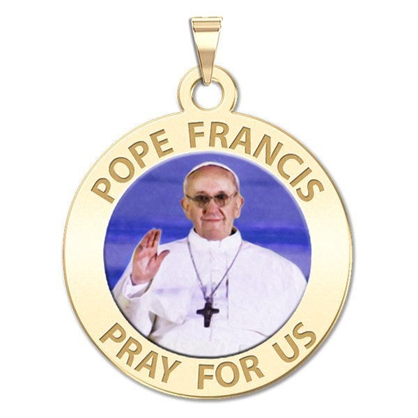 Pope Francis Religious Medal Round Color