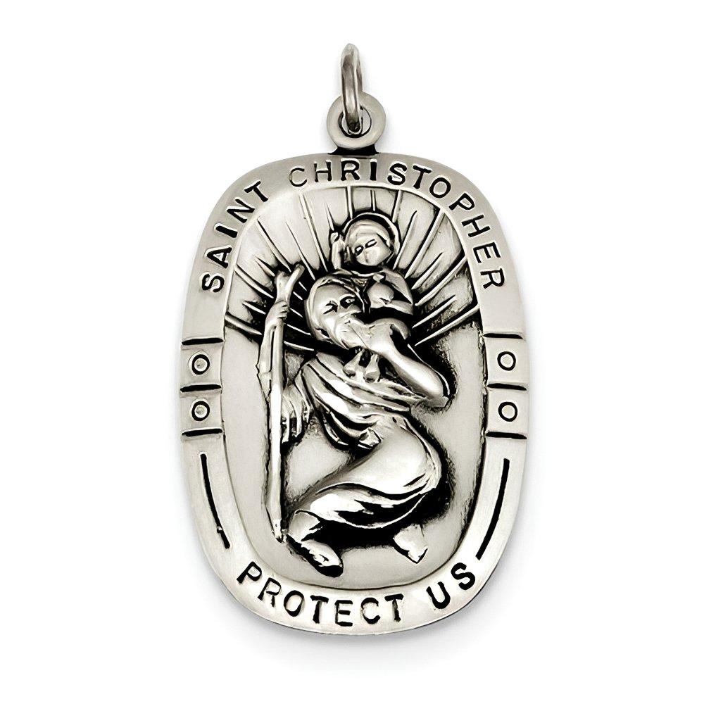 Sterling Silver Rectangular Saint Christopher Medal