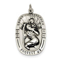Sterling Silver Rectangular Saint Christopher Medal