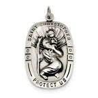 Sterling Silver Rectangular Saint Christopher Medal