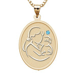 Mother and Son - Oval Pendant with Birthstone